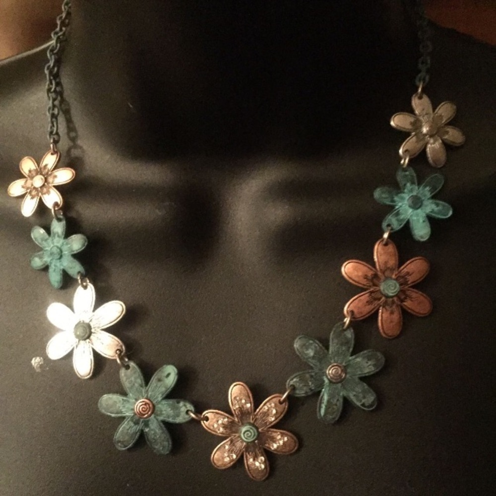 Hand Painted Flower Necklace